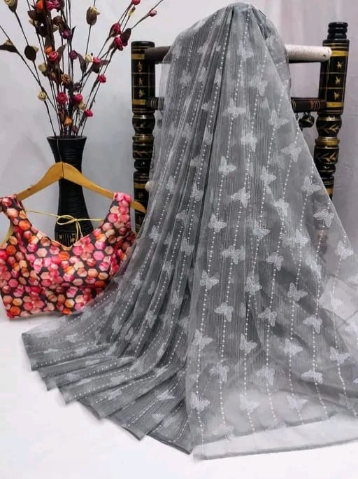 New Organza Silk Saree With Unstiched Blouse