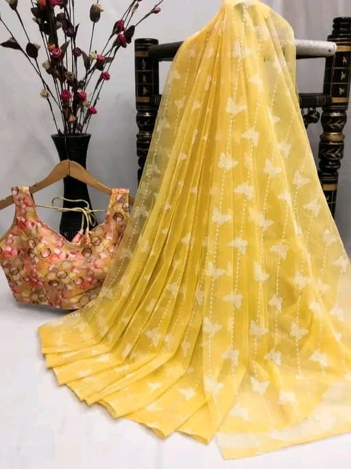 New Organza Silk Saree With Unstiched Blouse