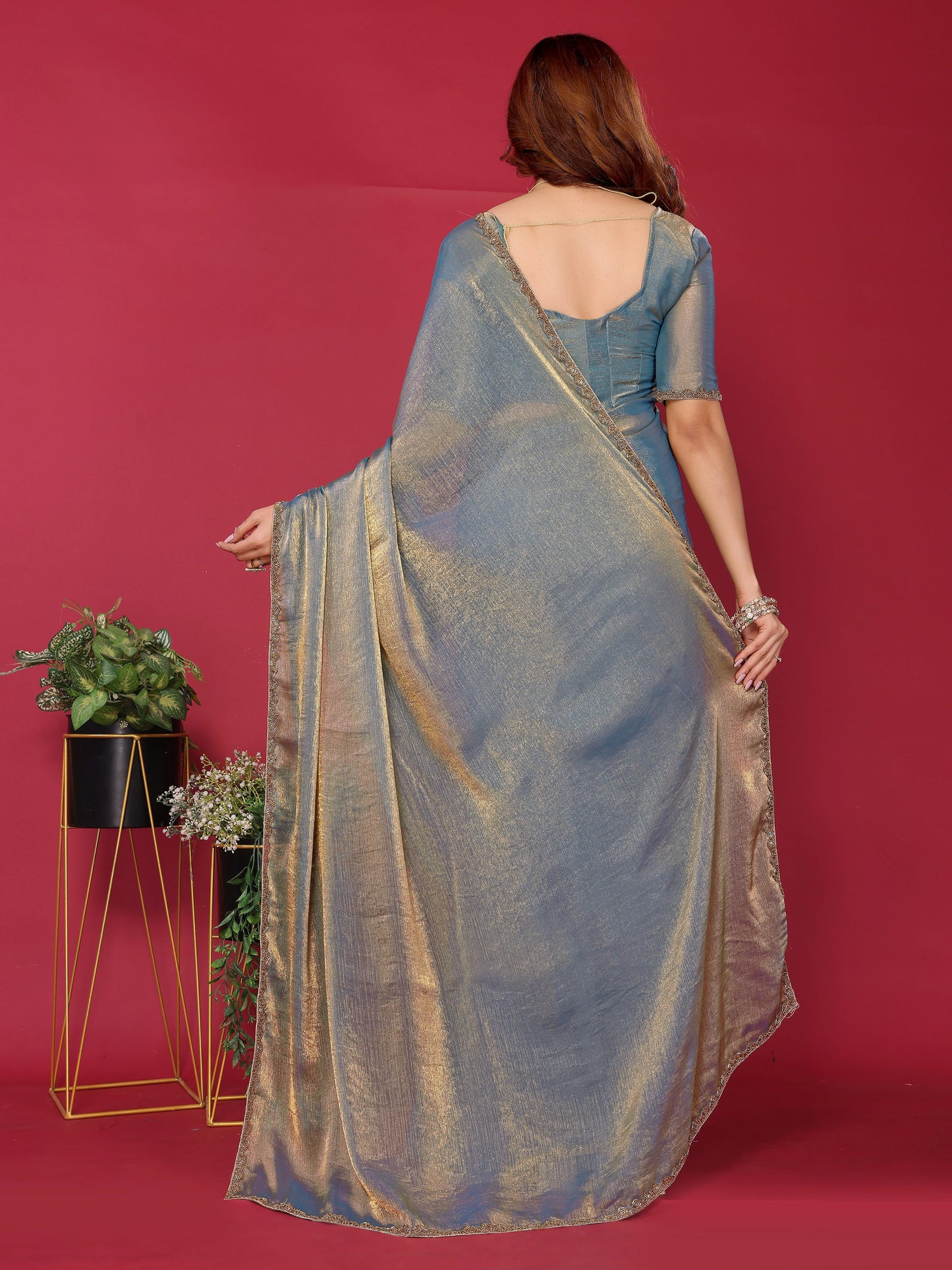 Satin Silk Handwork Saree