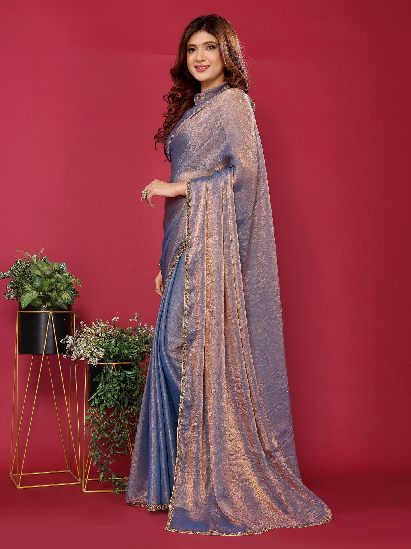 Satin Silk Handwork Saree