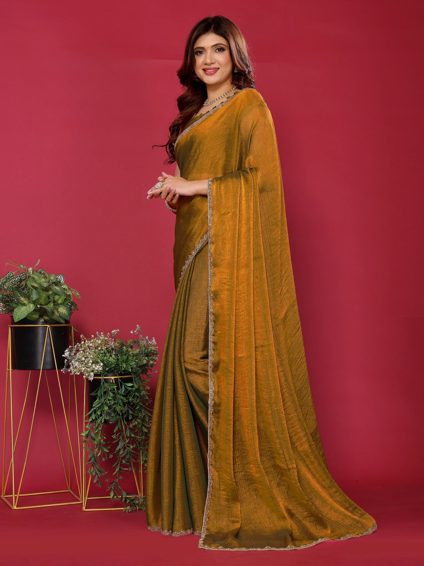 Satin Silk Handwork Saree