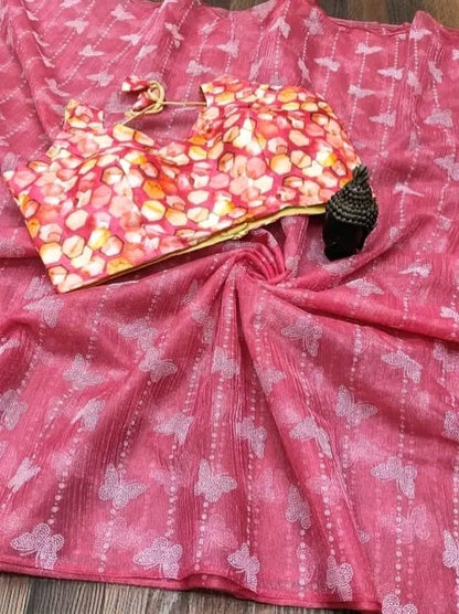 New Organza Silk Saree With Unstiched Blouse