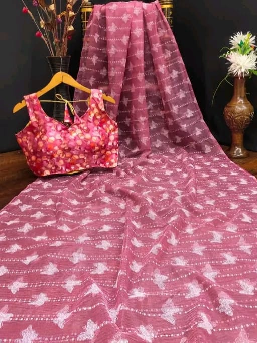 New Organza Silk Saree With Unstiched Blouse