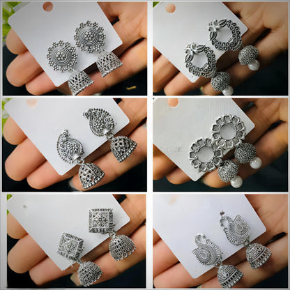 Silver Plated Earrings ( Combo Of 6)