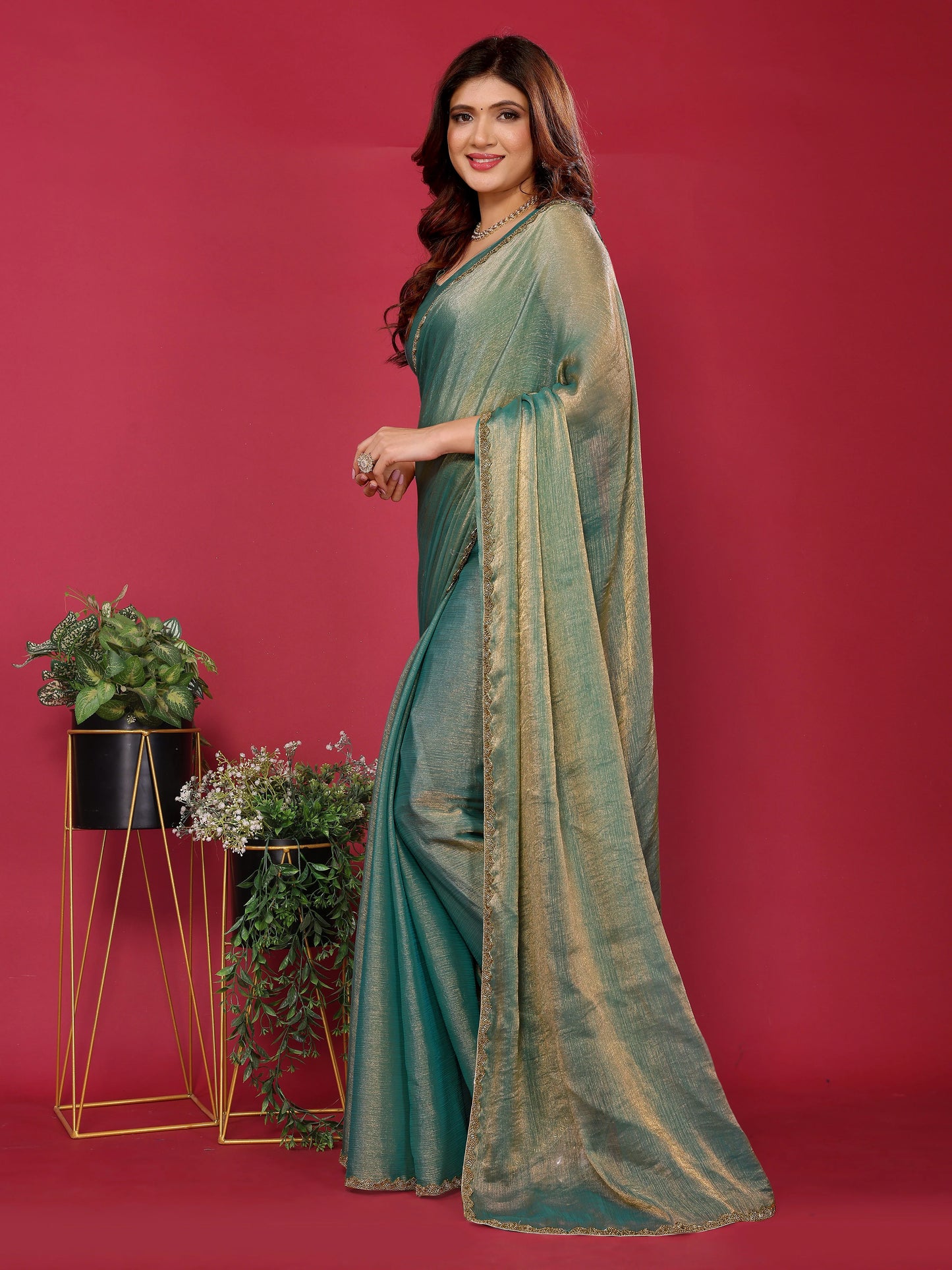 Satin Silk Handwork Saree