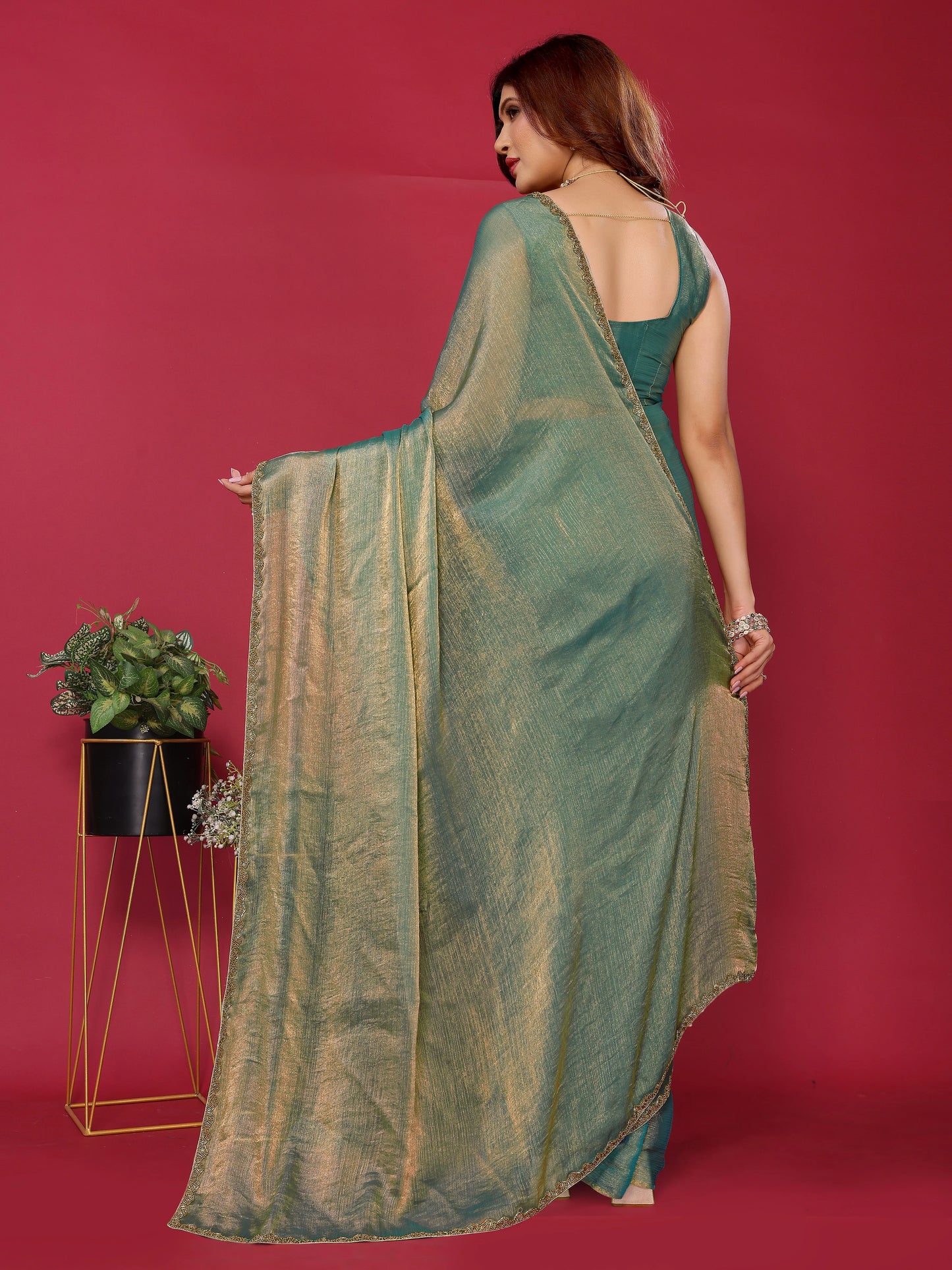 Satin Silk Handwork Saree