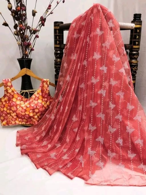 New Organza Silk Saree With Unstiched Blouse