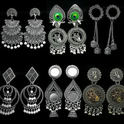 Trendy Designer Oxidized Jhumka(Combo Set of 6 pairs)