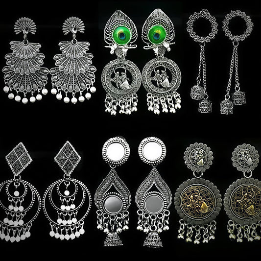 Trendy Designer Oxidized Jhumka(Combo Set of 6 pairs)