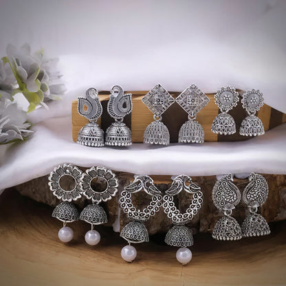 Silver Plated Earrings ( Combo Of 6)